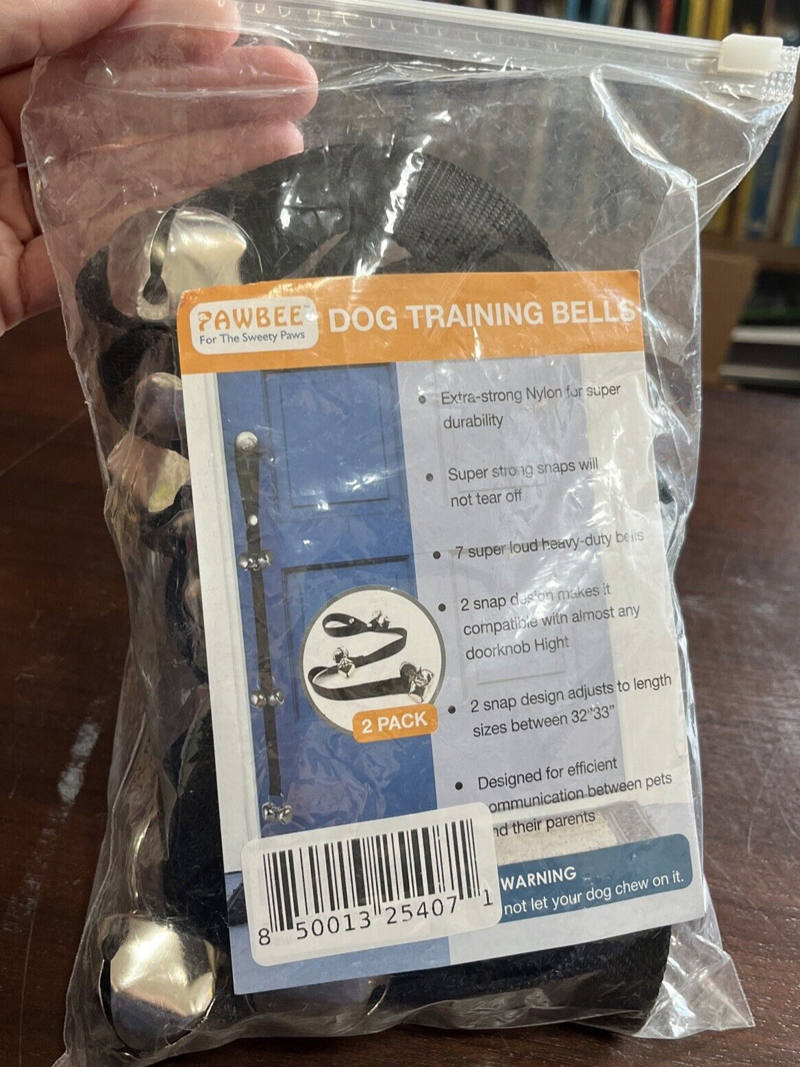 Dog Bell for Door Potty Training - Set of 2 Adjustable Dog Doorbell Puppy Pawbee