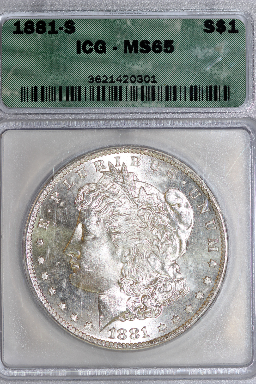 1881-S ICG Graded MS65 Morgan 90% Silver Dollar (3621420301)