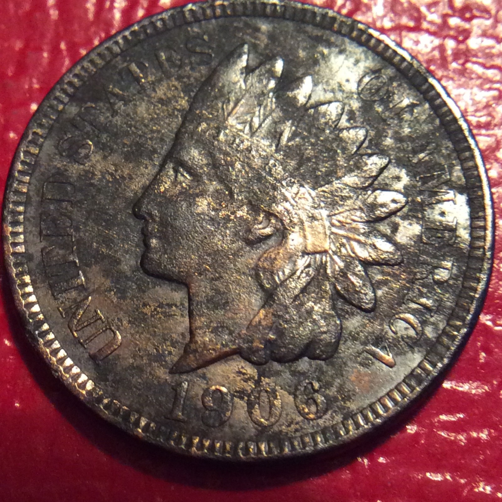 1906 INDIAN HEAD CENT   E-67  BETTER DETAILS BUT CORRODED LIGHT SCRATCHES