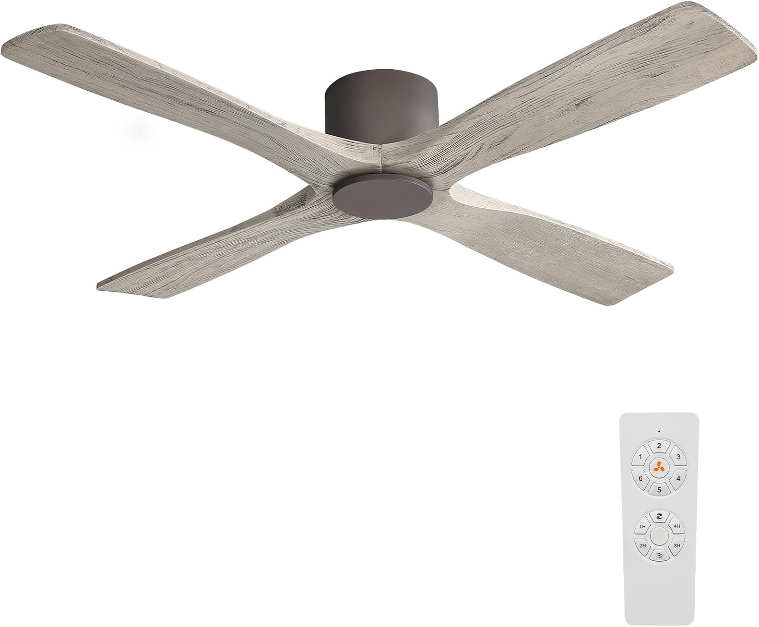 54" Ceiling Fan without Lights -Modern Low Profile Flush Mount Ceiling Fan, 6-Sp