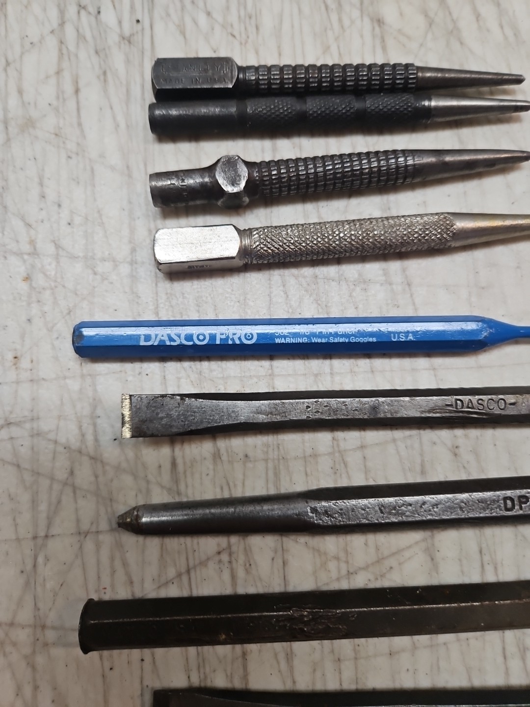 12 Assorted Small Chisels Center Punches Stanley Mayhew MAC Matco Dasco & More!