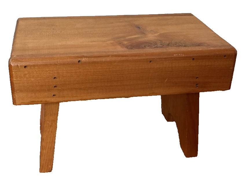 Vintage Handmade SOLID Wood Wooden Foot Step Stool Stand Seat Garden