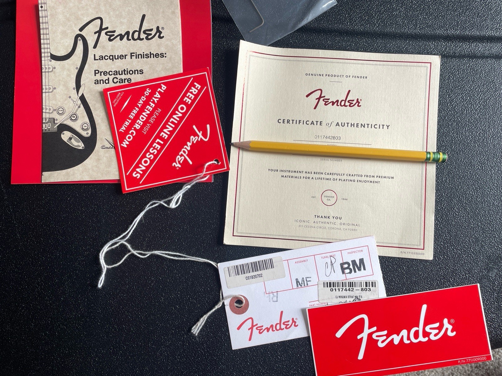 Fender Certificate Of Authenticity