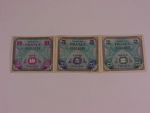 ORIGINAL & VERY GOOD Condition French Allied Militaria Currency (AMC) Lot #1