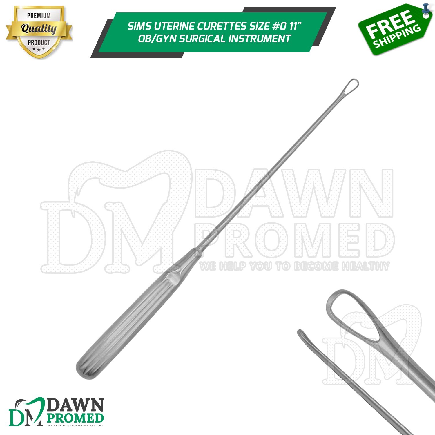 Sims Uterine Curettes Size 0 11" Sharp Blade OB/GYN Surgical Inst German Grade