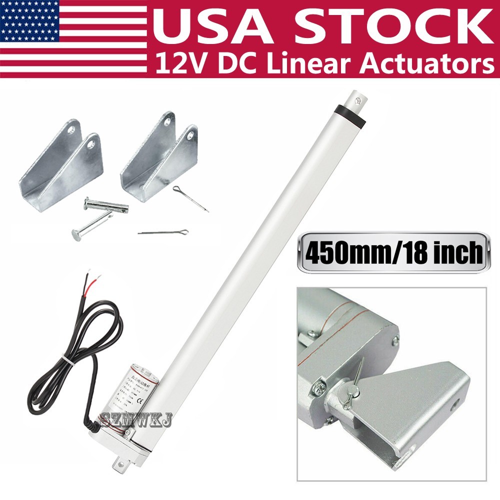 18" Linear Actuator DC 12V Heavy Duty 18Inch Stroke 330 Pound Max Lift DC Motor