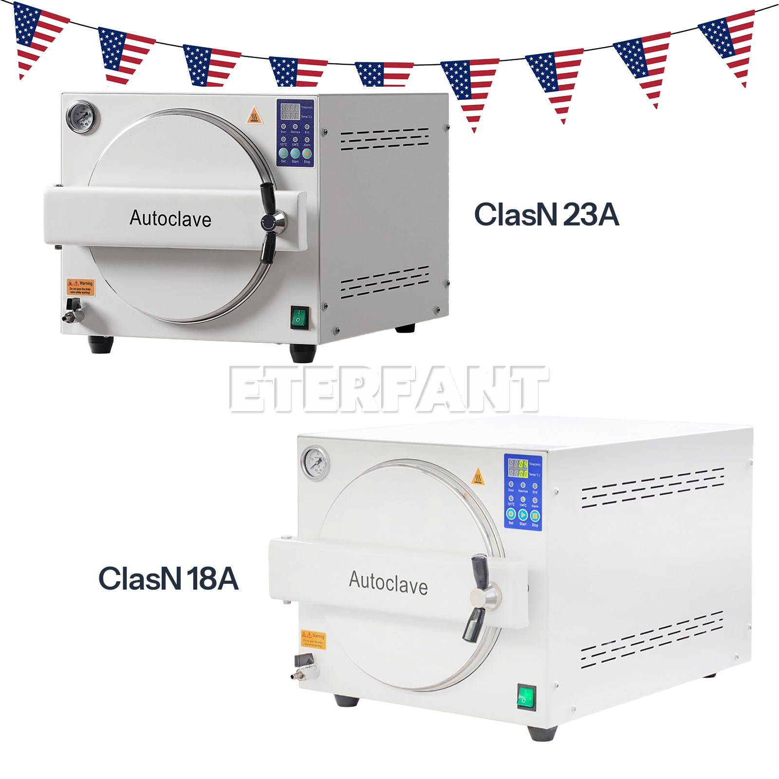 ETERFANT 18/23L Dental Autoclave Steam Sterilizer Class N Medical Sterilization