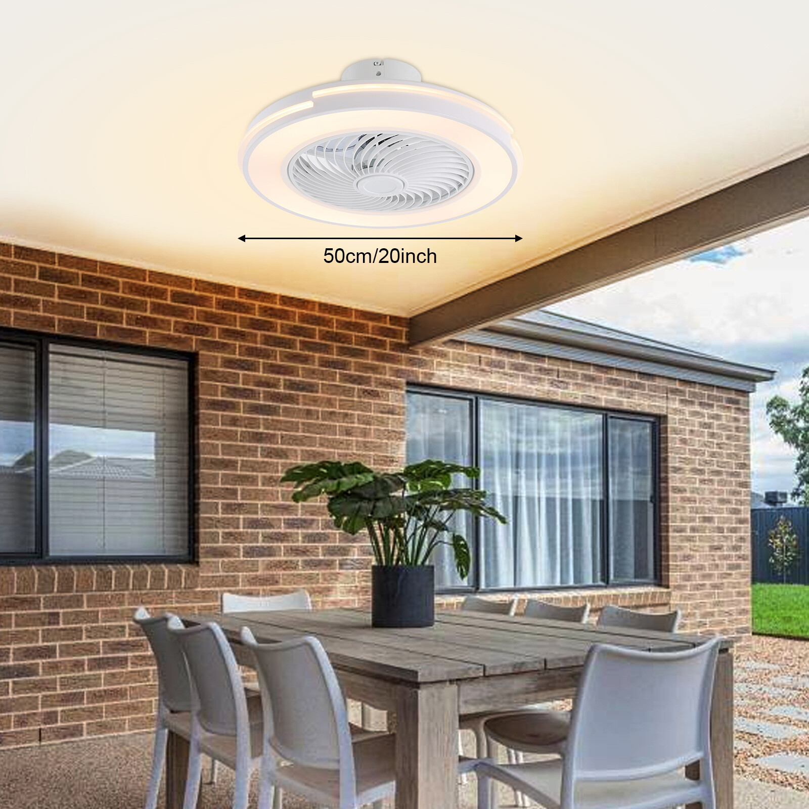 20" Modern Ceiling Fan with LED Light Chandelier Flush Mount Lamp Remote Control