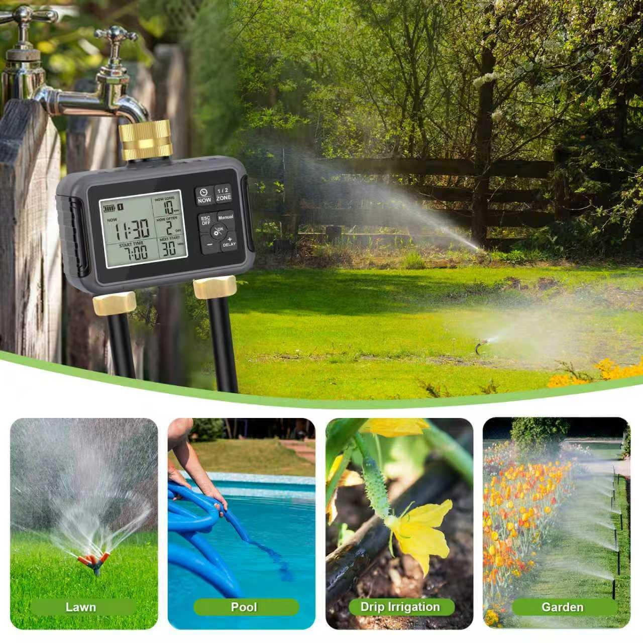 120FT Drip Irrigation System with Smart Water Timer – Automatic Garden Watering