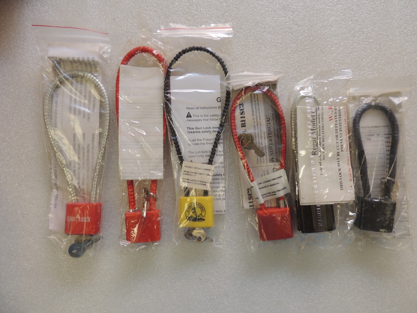 lot of 6 Firearm Gun safety cable locks cobra Regal Savage  new in packages