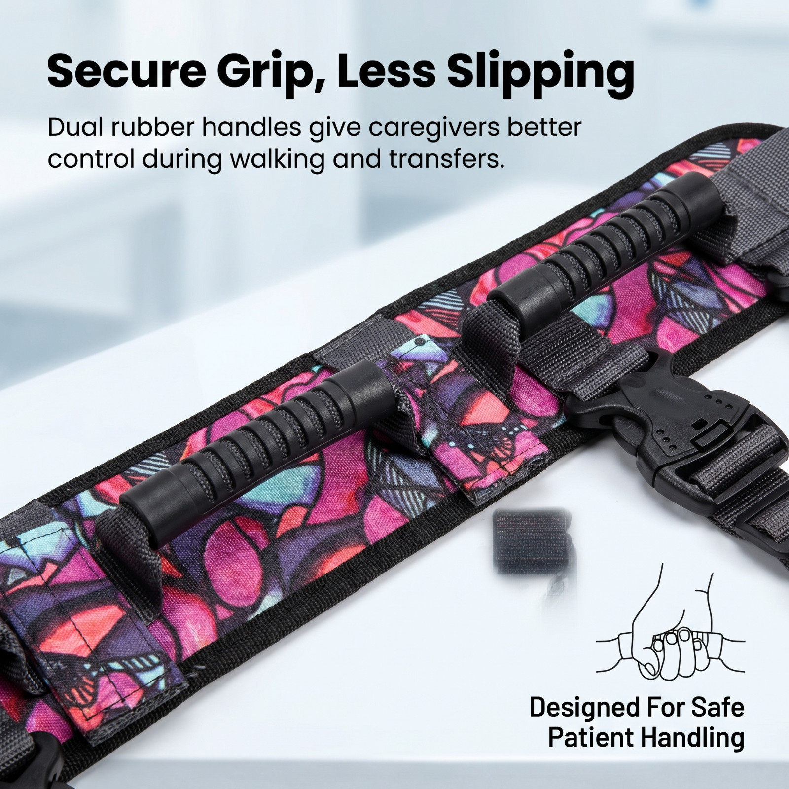 Gait Belt for Elderly Transfer – 7 Handles, 2 Detachable Thigh Straps, Breathabl