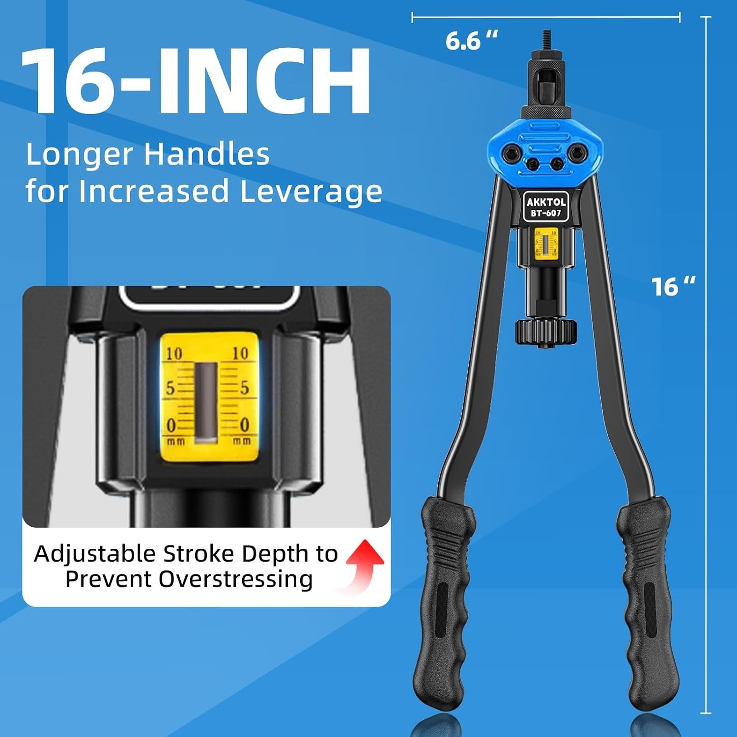 Versatile Rivet Nut Tool Kit - 16" Long Handles, 125-Piece Set for Metalwork
