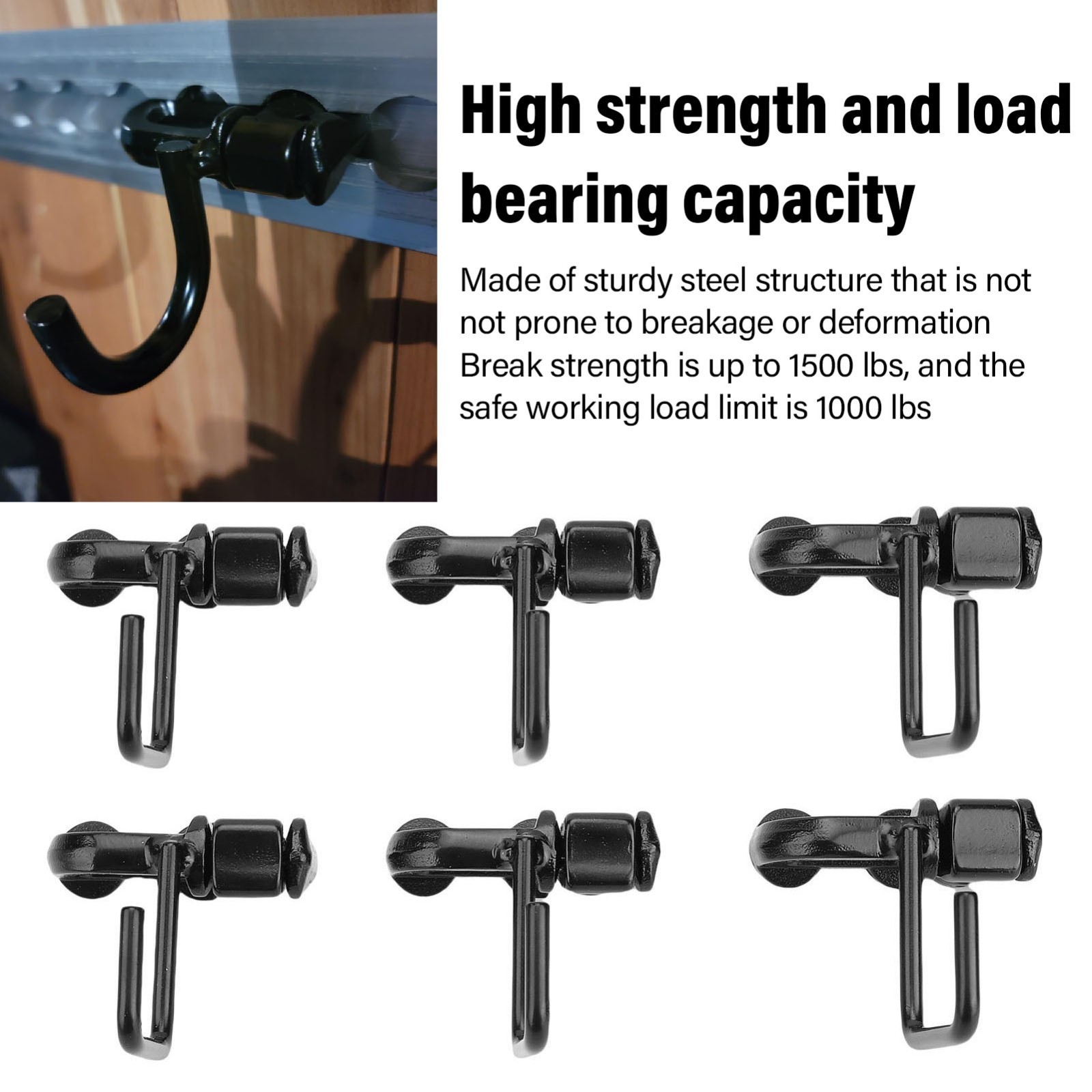 6PCS L Track Hook Double Stud Tie Down for Truck Bed Trailer Cargo Control
