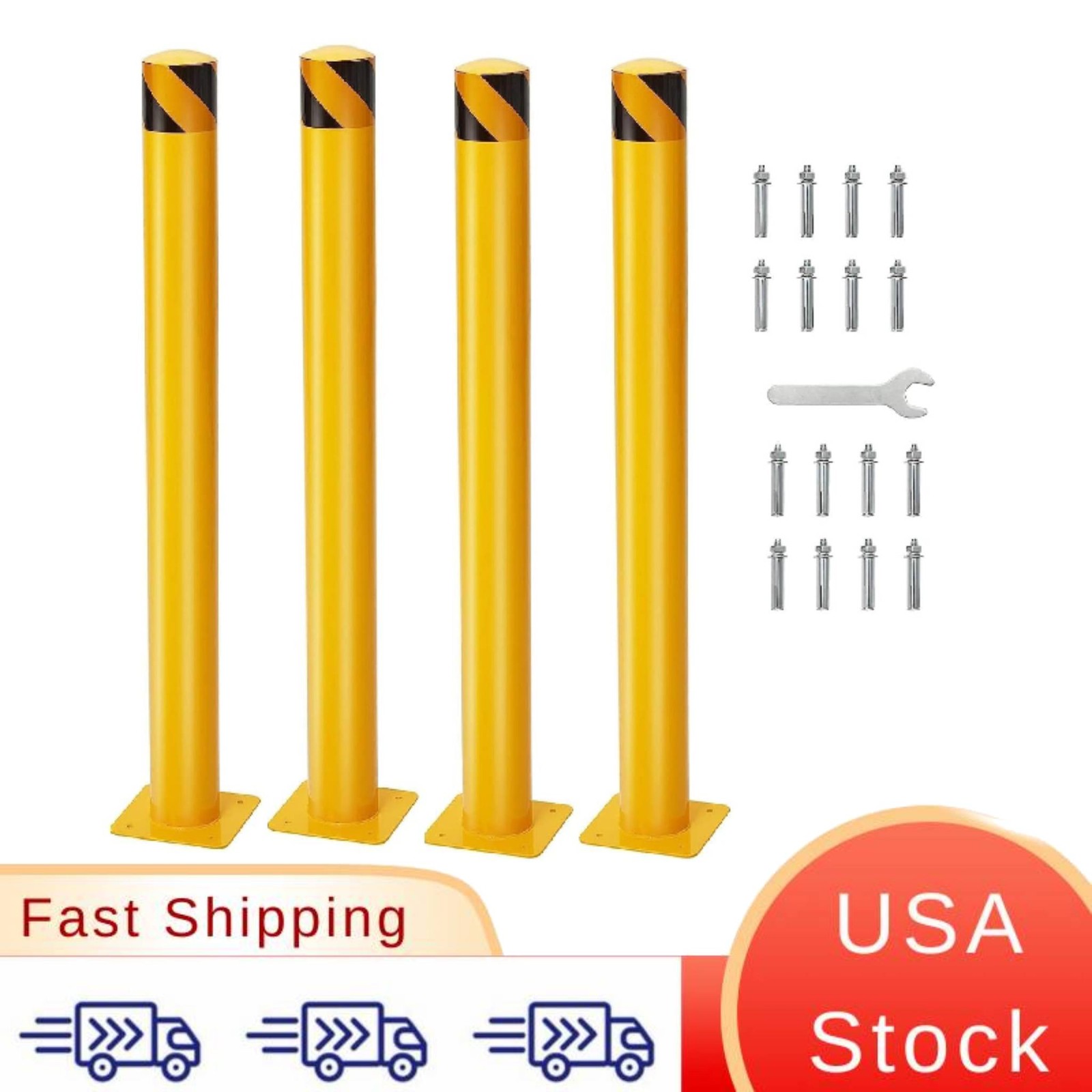16 Anchor Bolts Provide Solid Ground Mounting For Safety Bollard, 4‑Pack 36x4.5