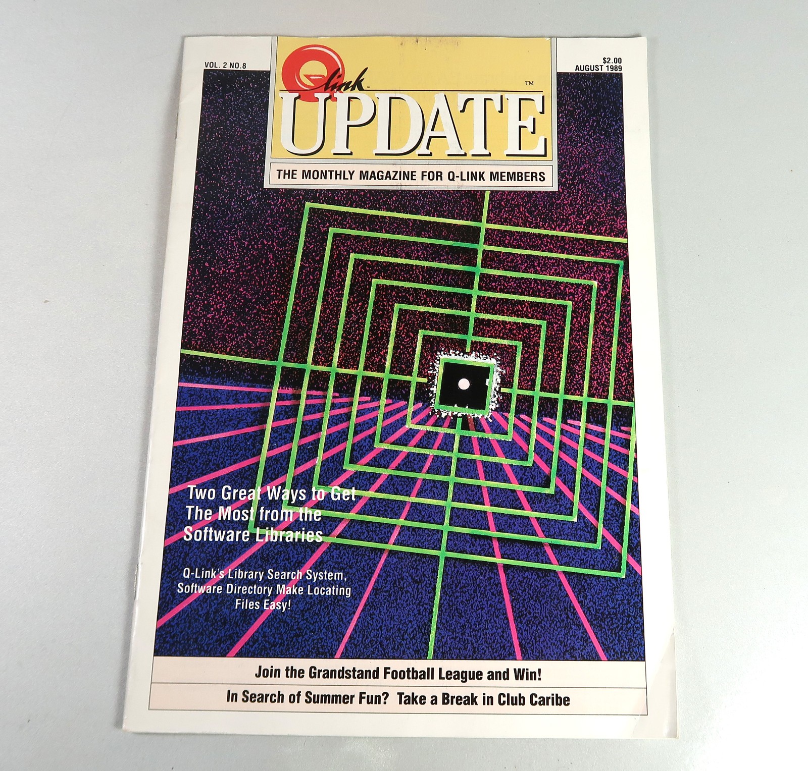 RARE Q-Link Update Magazines AUGUST 1989, Vol2 #8 - Pre-Aol - Commodore 64