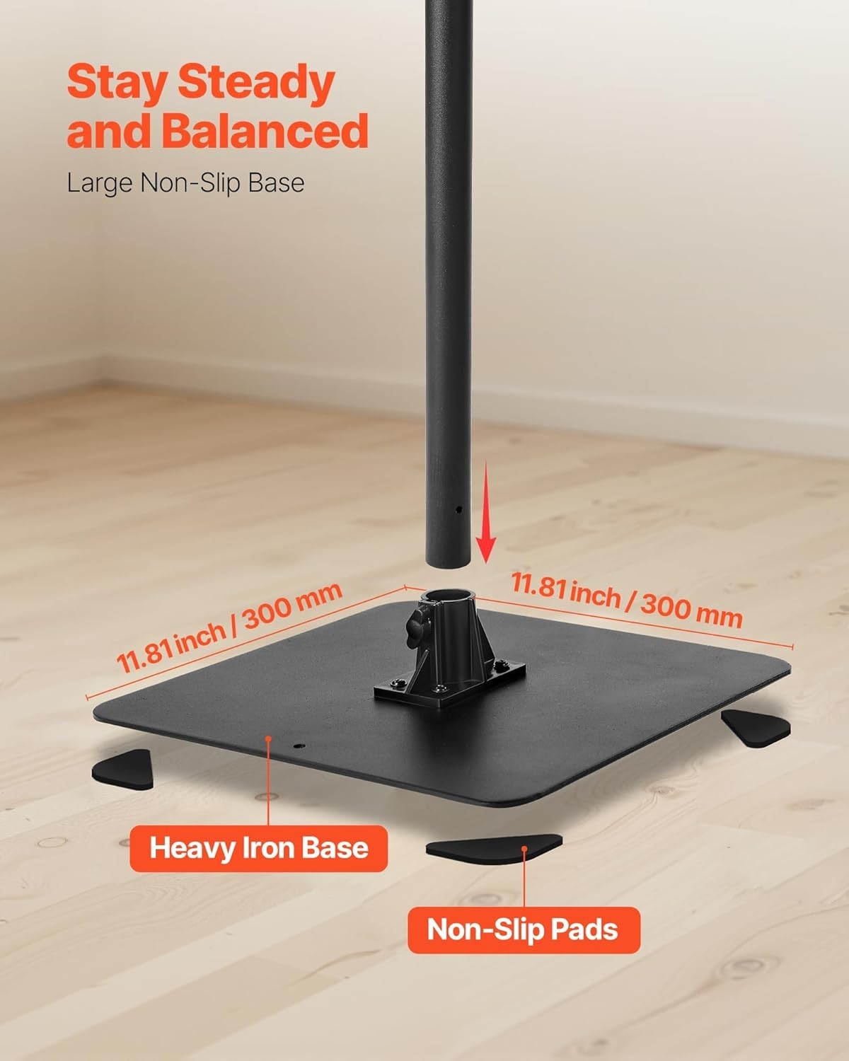 Heavy-Duty Projector Stand with Adjustable Height & 360° Rotation – Black