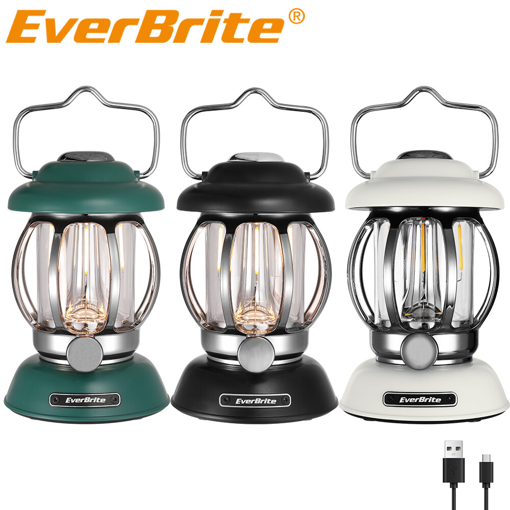 EverBrite Camping Lantern Rechargeable 4400mAh Vintage Camping Lamp 3 Light Mode