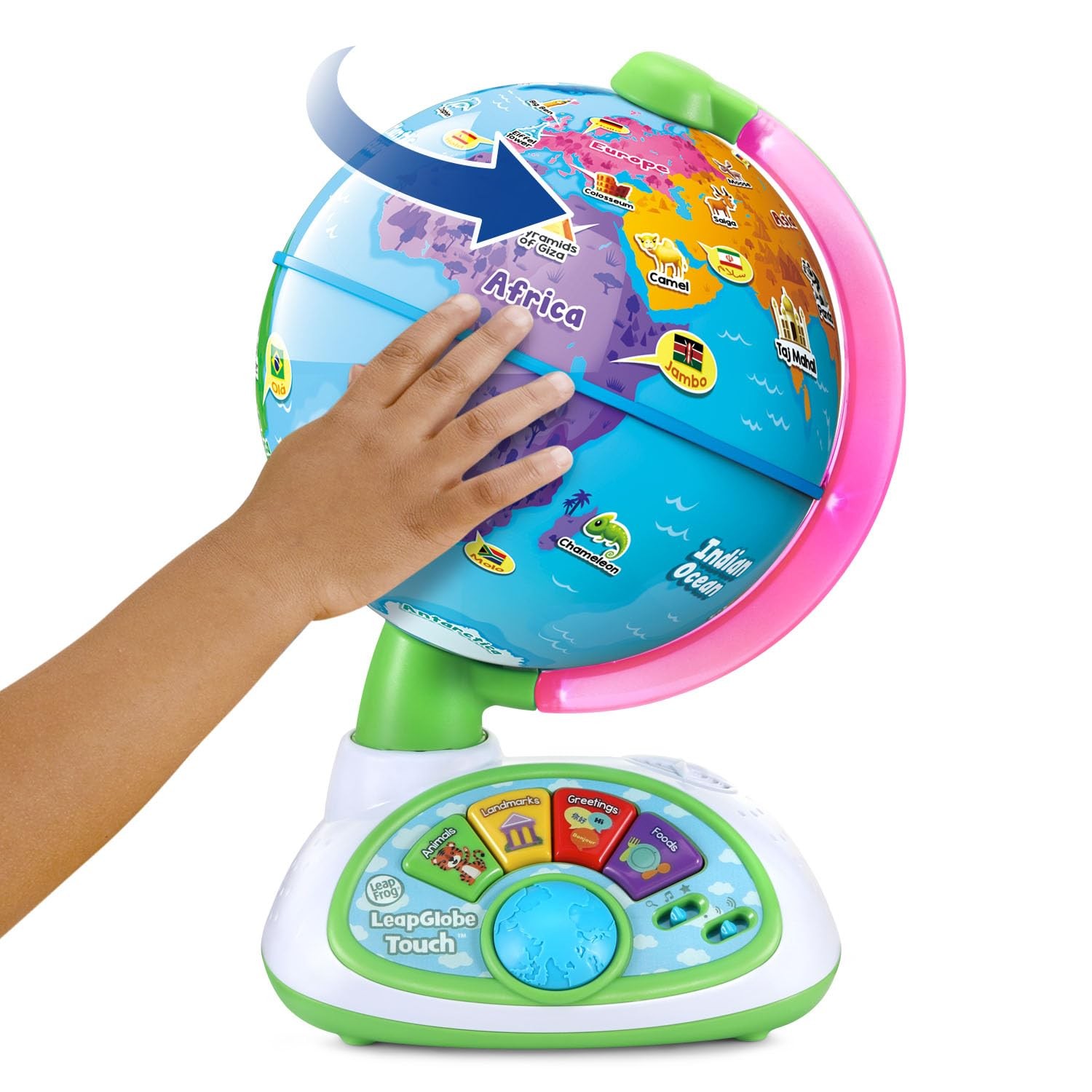 LeapGlobe Light-Up and Touch Interactive Electronic Globe for Kids, Explorati...