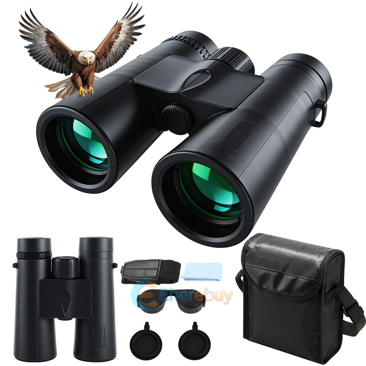 12x42 HD Binoculars High Powered Large View Waterproof for Bird Watching