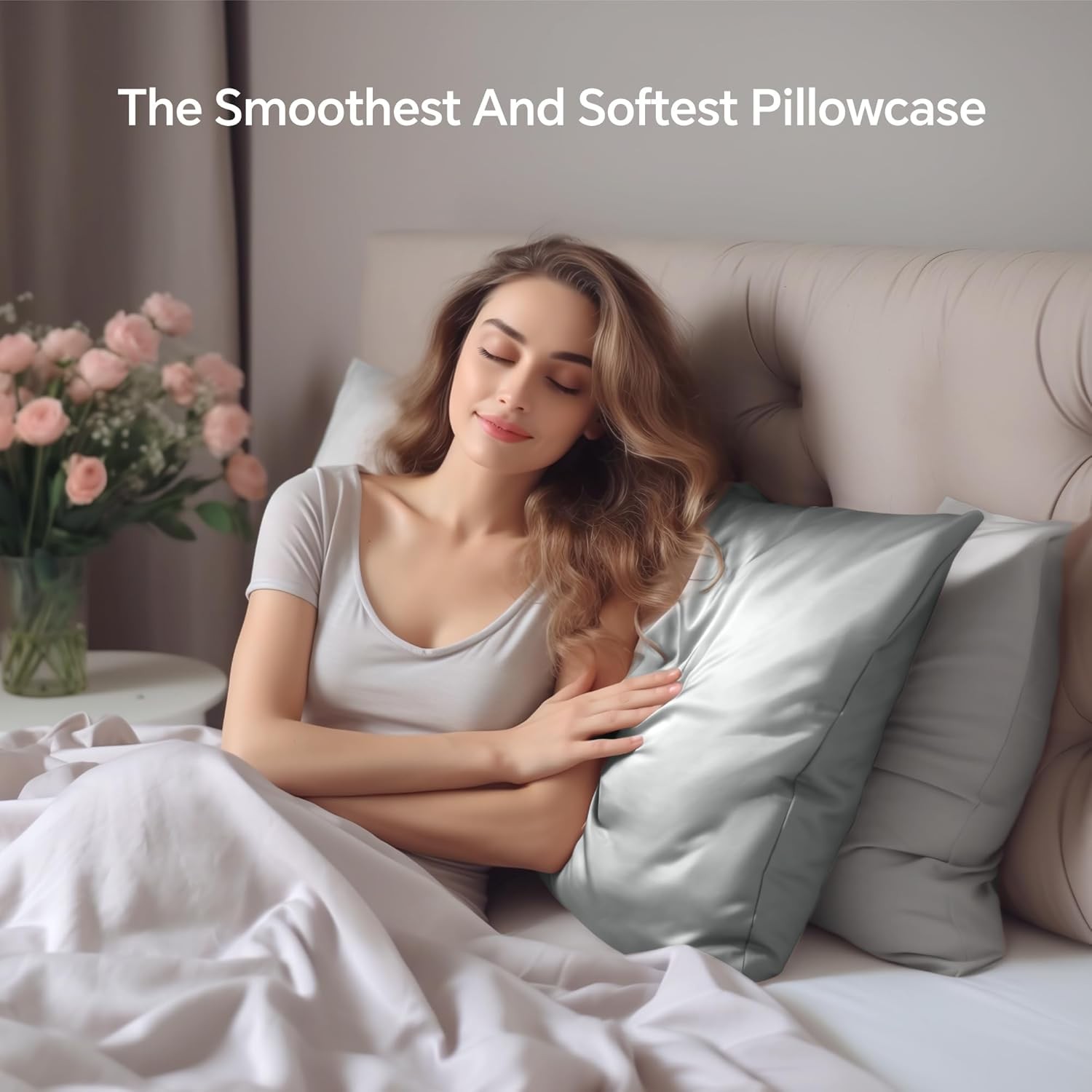Silk Pillow Cases 2 Pack Standard Size, Ultra Smooth & Soft Mulberry