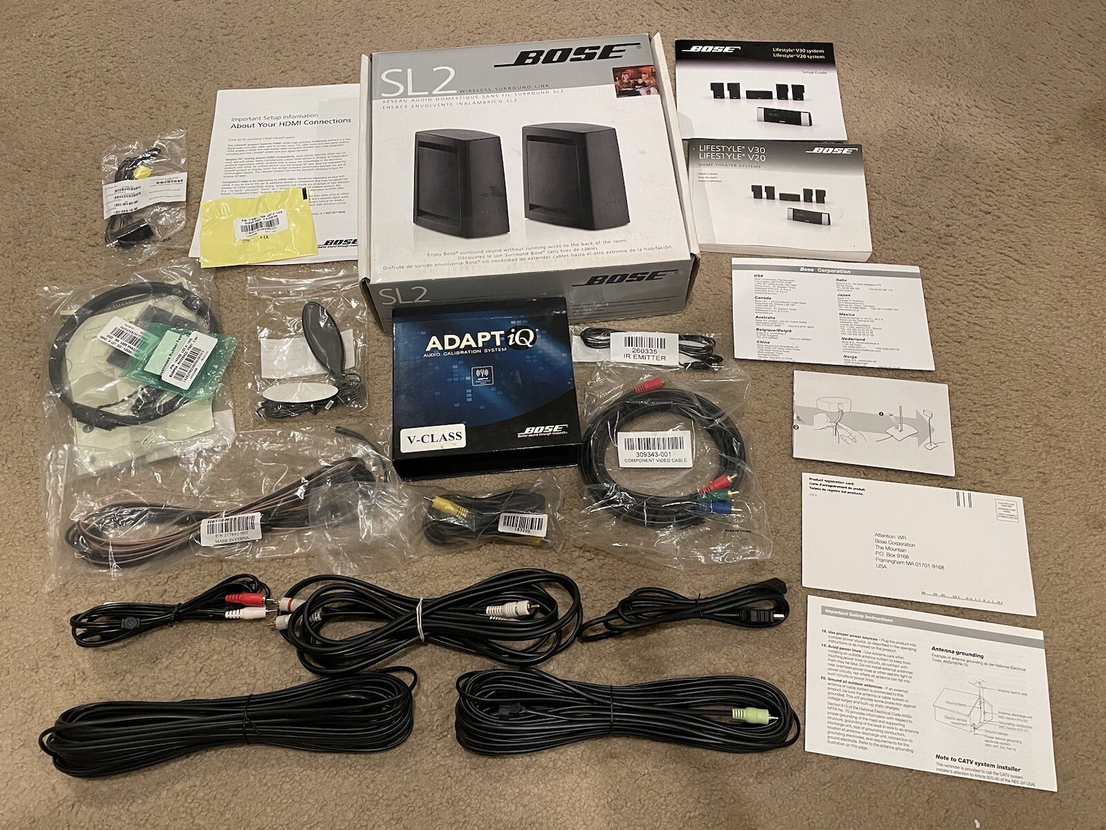 Bose V30 Surround Sound Home Theater System w/ 4 speaker stands & SL2 Link