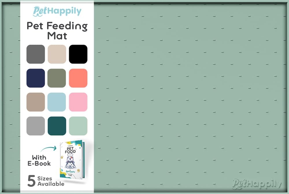 Dog Food Mat 24x15 Raised Edges Dogs Food Water Prevent Spill Waterproof Clean