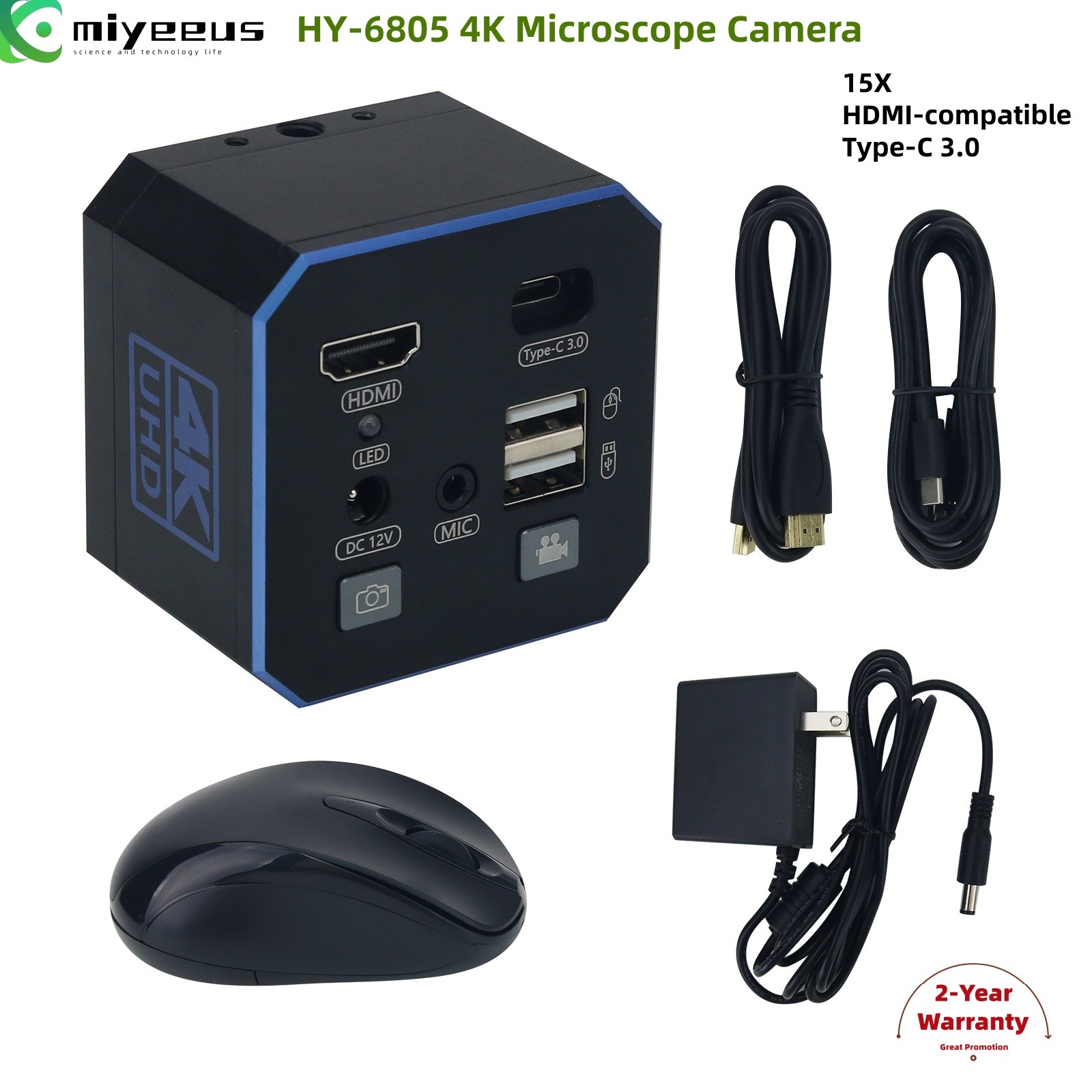 4K Microscope Camera Electronic Eyepiece 1/1.8 IMX678 Sensor HDMI USB HY-6805