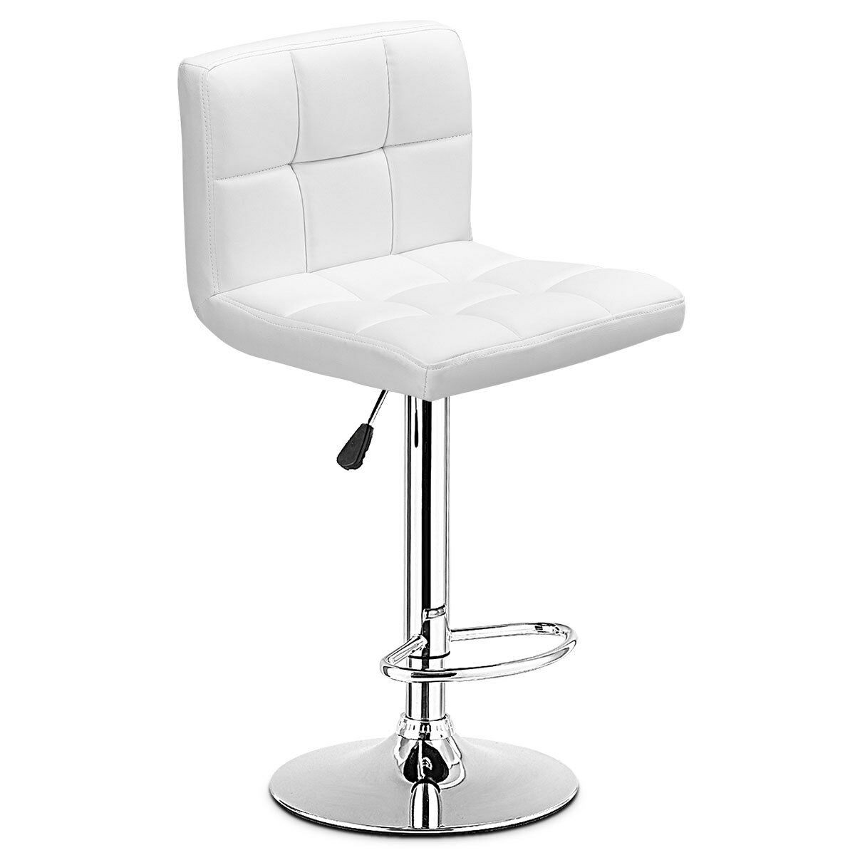1 PC Bar Stool Swivel Adjustable PU Leather Barstools Bistro Pub Chair White New
