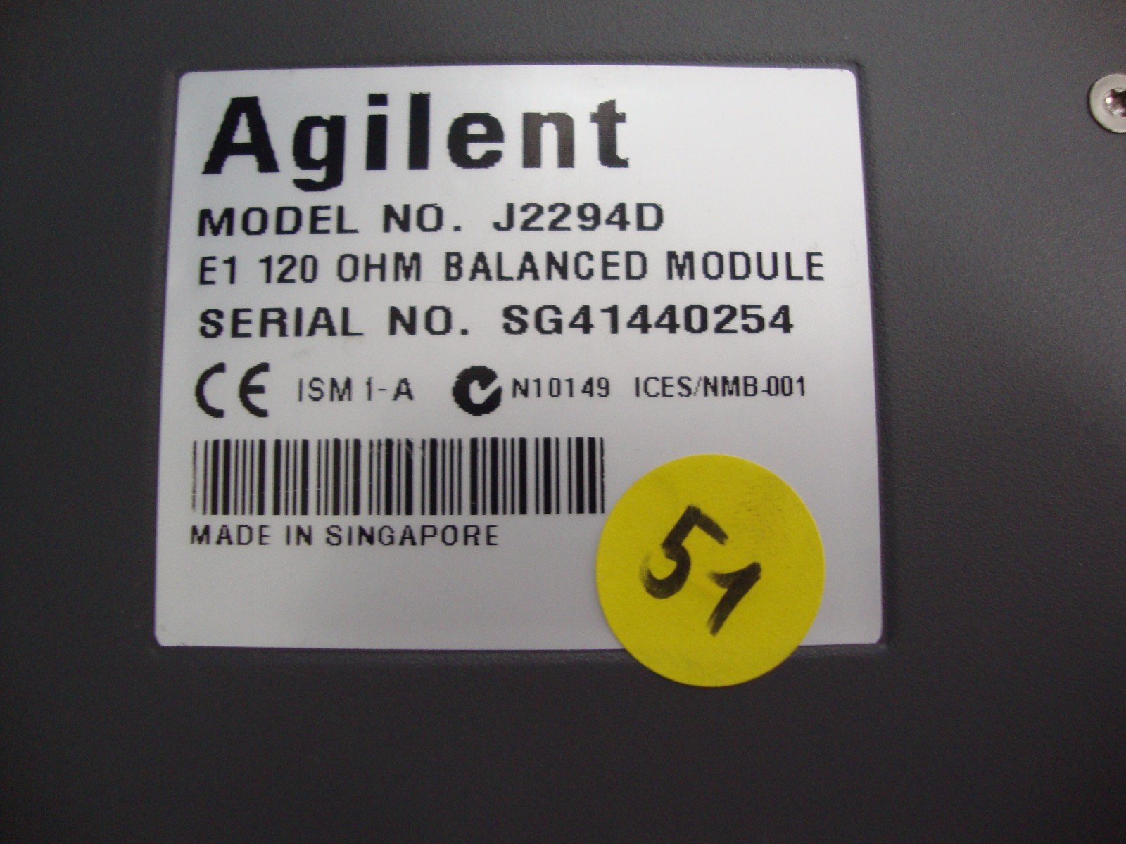 Agilent HP J2294D E1 120 OHM BALANCED MODULE