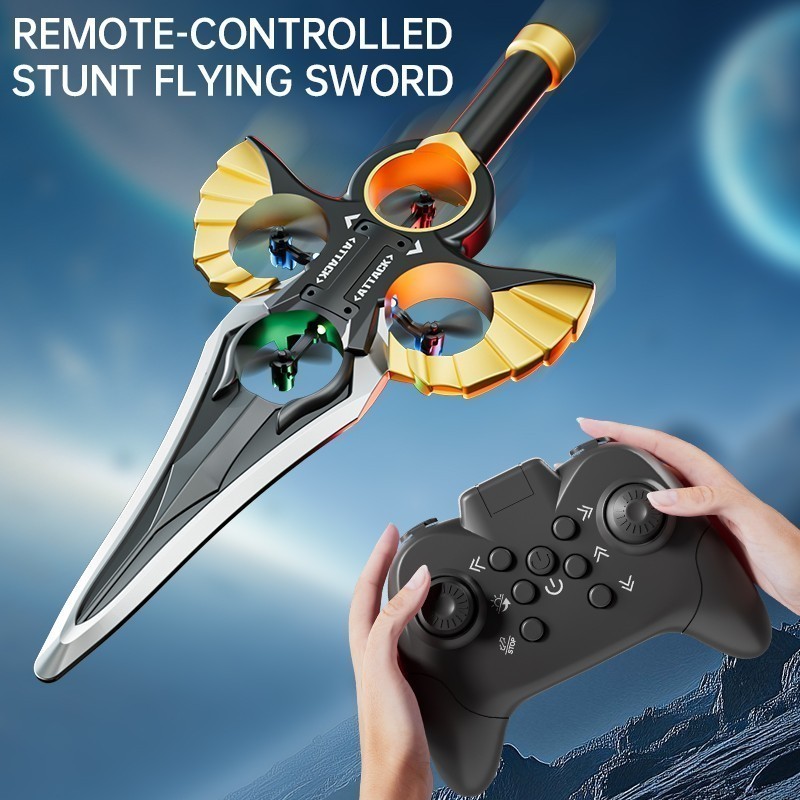 Flying Sword Drone RC Remote Control 360° Flip Stunt Kids Roy w/ LED Lights NEW
