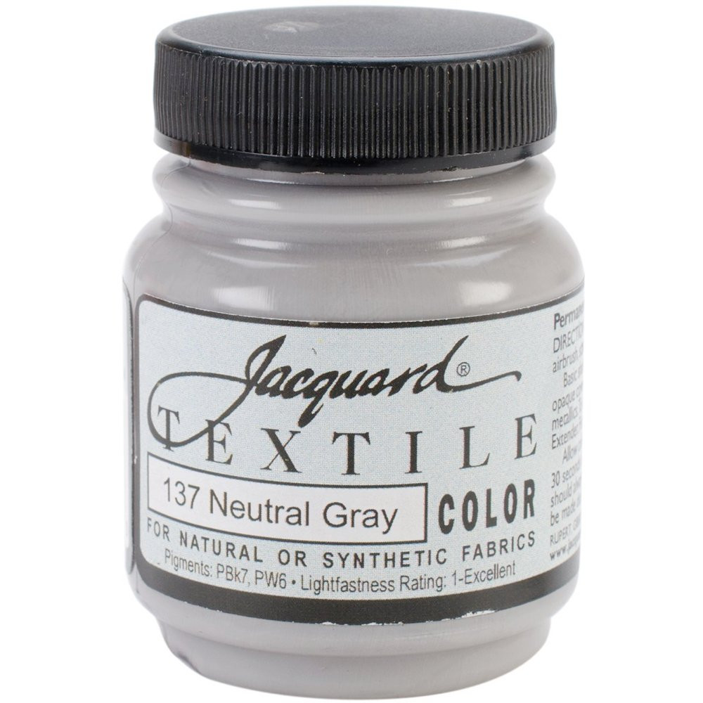 Jacquard 2.25 Fl Oz Fabric Paint Neutral Grey Permanent Soft Colorfast Paint