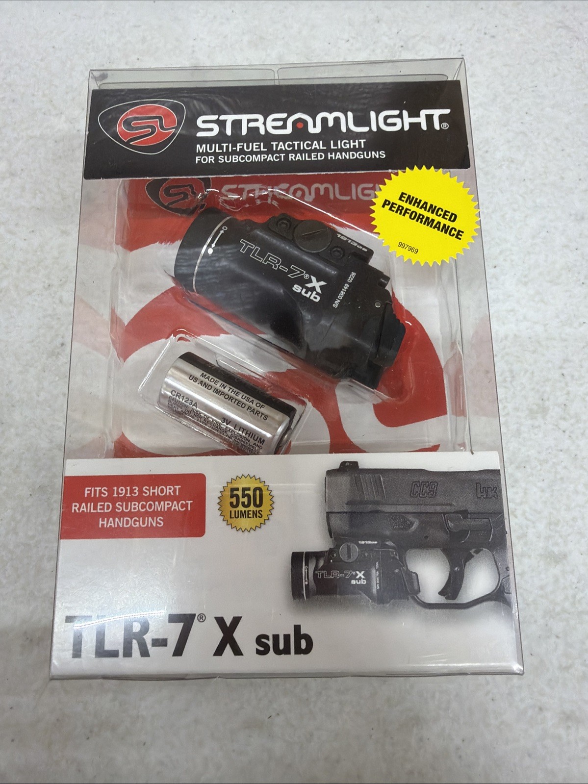 Streamlight TLR-7sub Weapon Light Black 500 Lumens Fits Springfield Hellcat