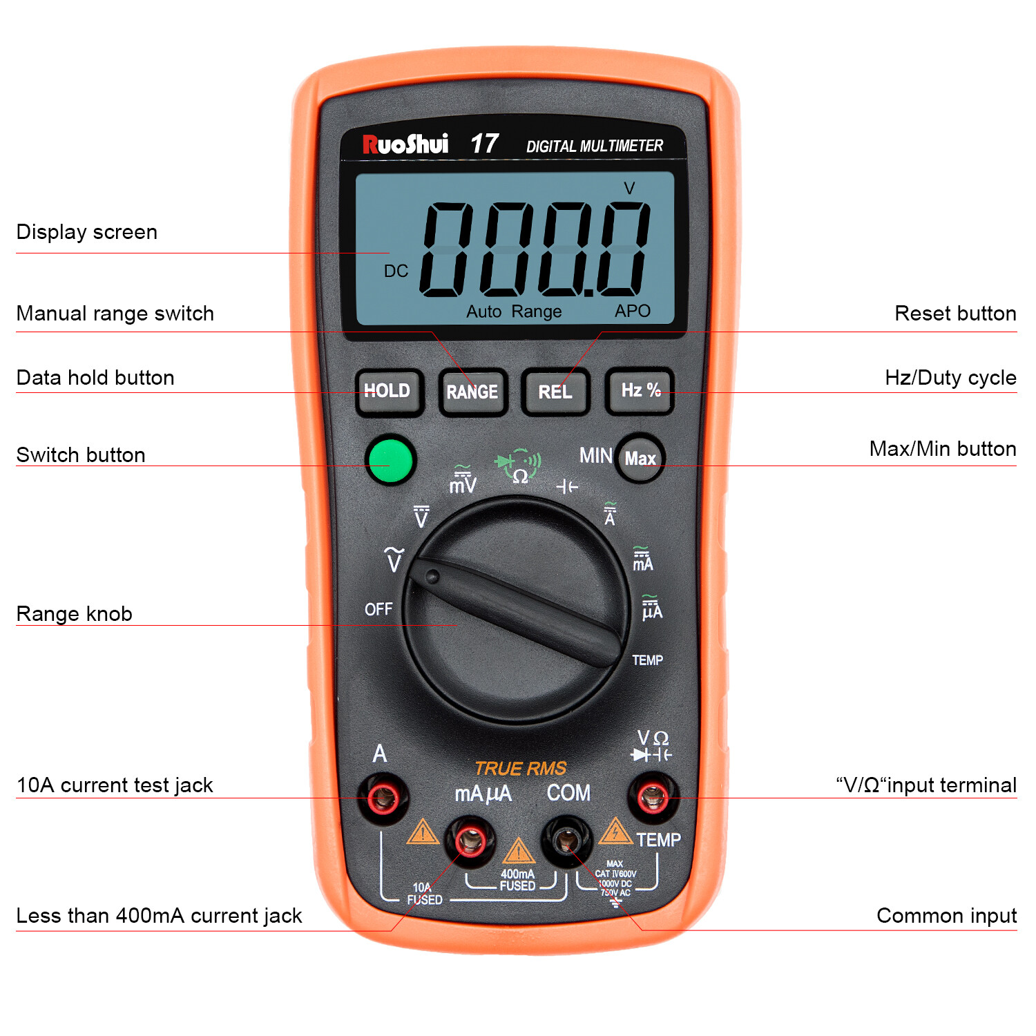 Digital Multimeter Voltmeter Ammeter Ohmmeter Volt AC DC Tester Leads Meter