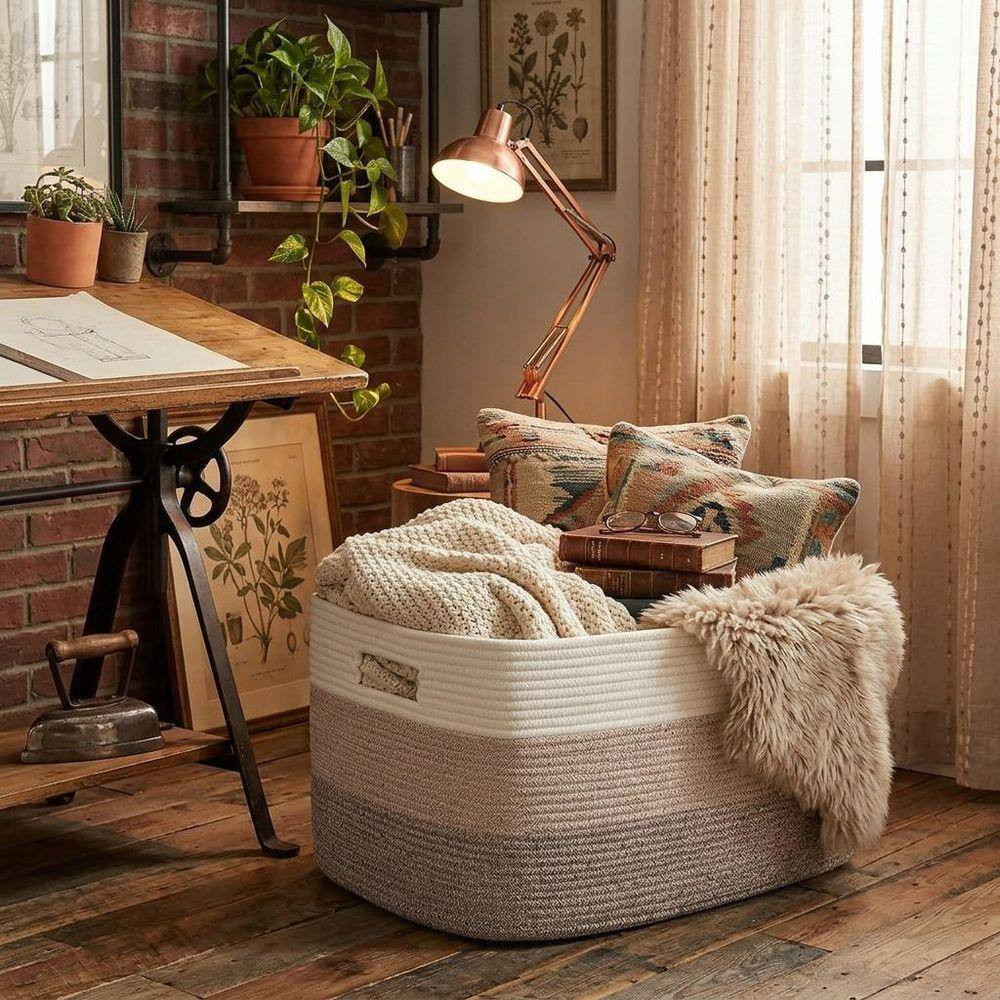Brown 12 X 21 X 16 Rectangle Brown Laundry Basket (1-Pack)