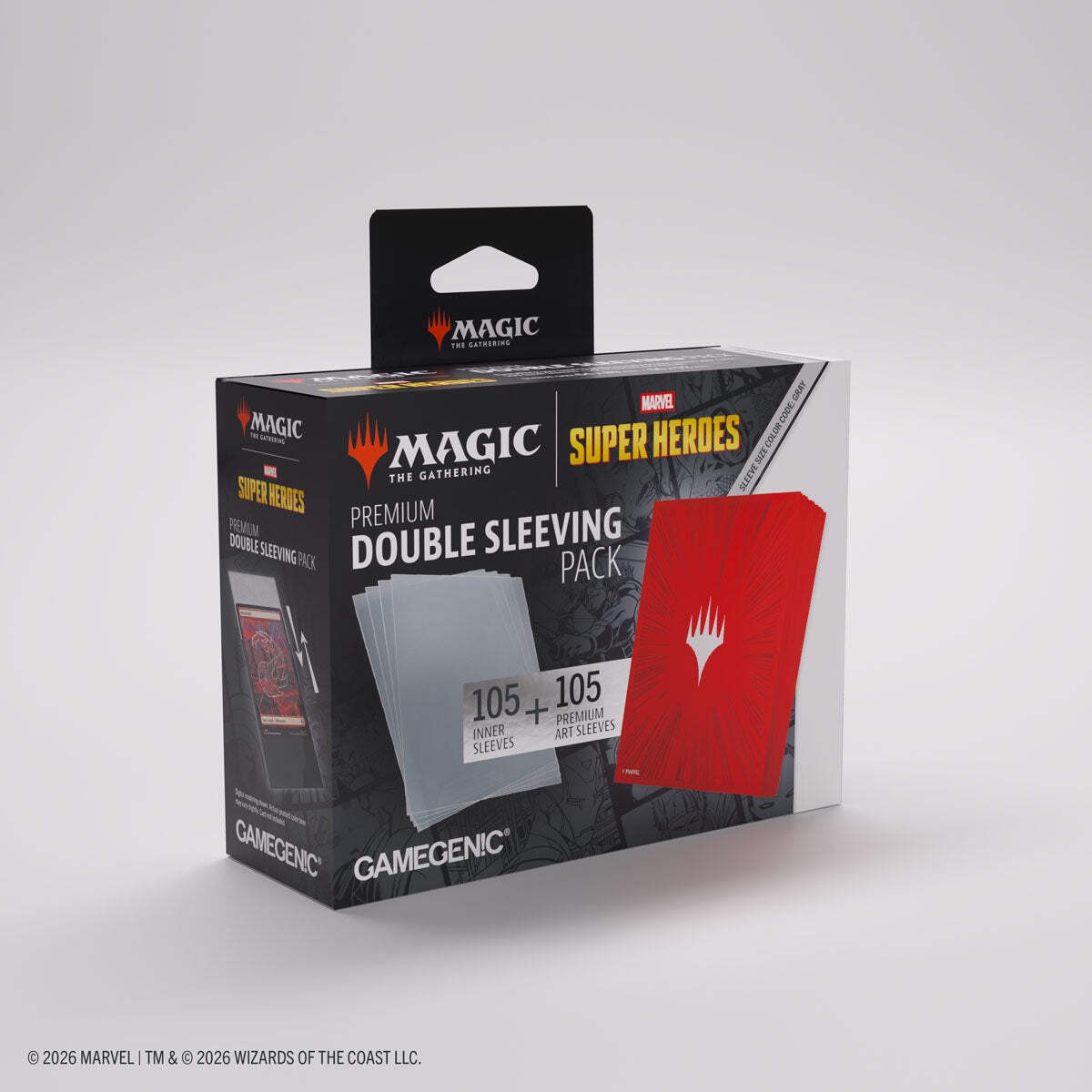 Gamegenic Premium Double Sleeving Pack: Marvel Super Heroes - Comic Burst Red