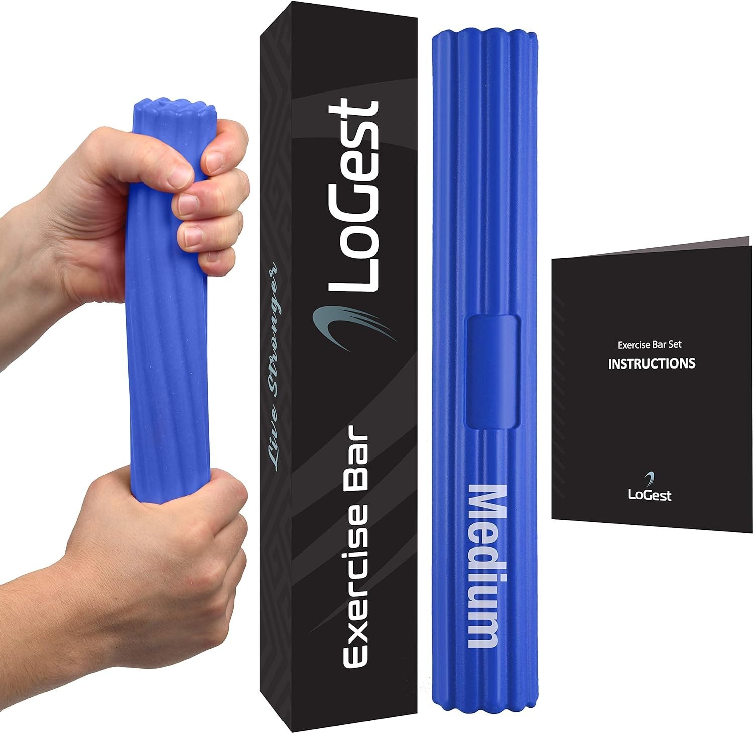 BLUE - MEDIUM Logest Twist Hand Exerciser Bars for Physical Therapy - Relieves T