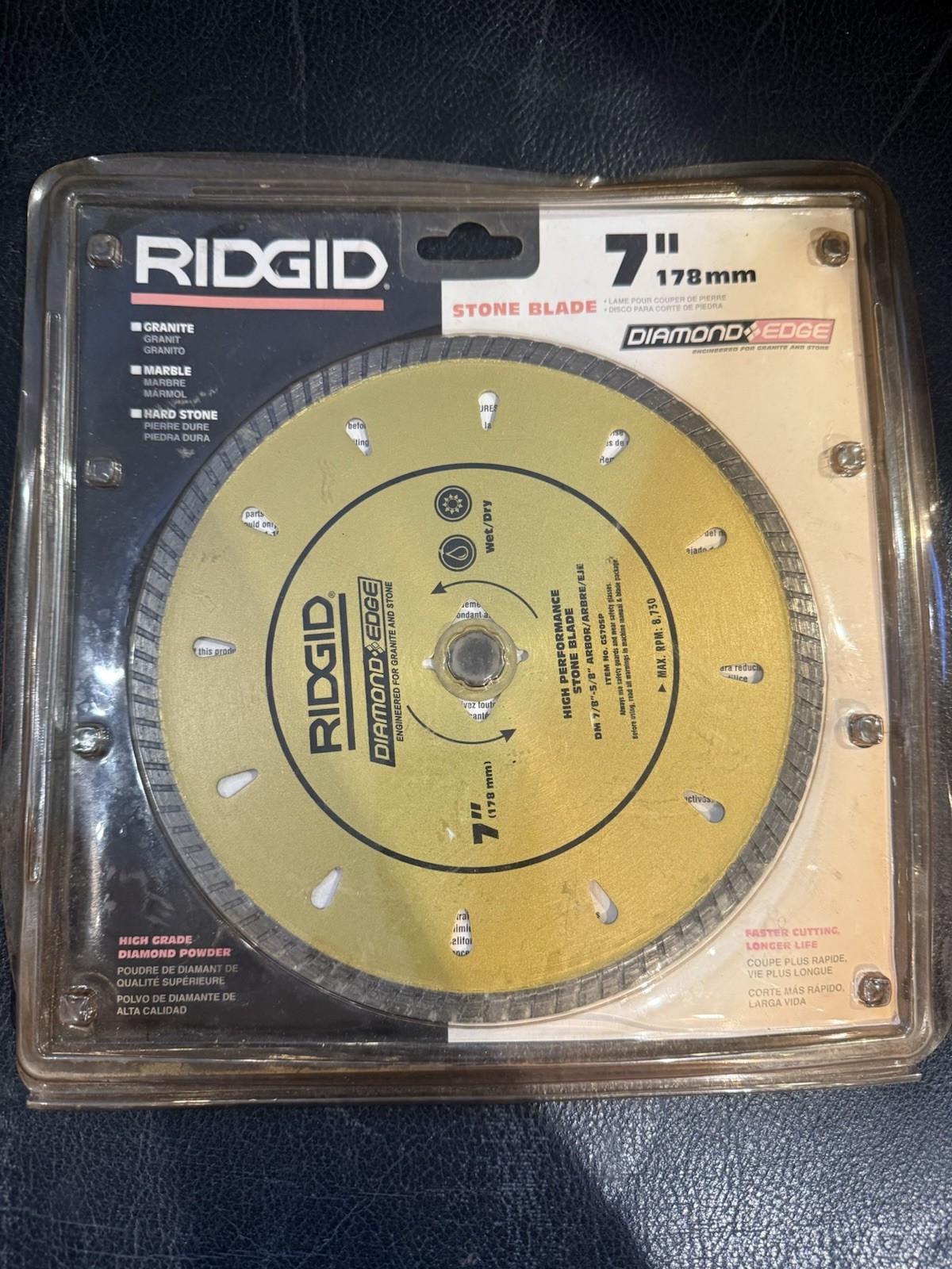 RIDGID 7-inch Continuous Rim Porcelain Diamond Edgefor Granite, Marble Stone
