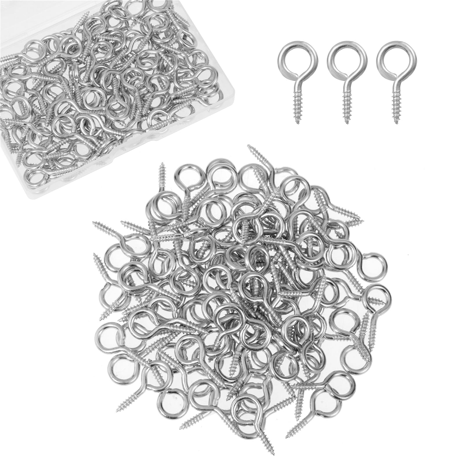 Eye Screws, 100Pcs 1 inches Screw Eyes Hooks, 304 Heavy Duty Screw Hooks,