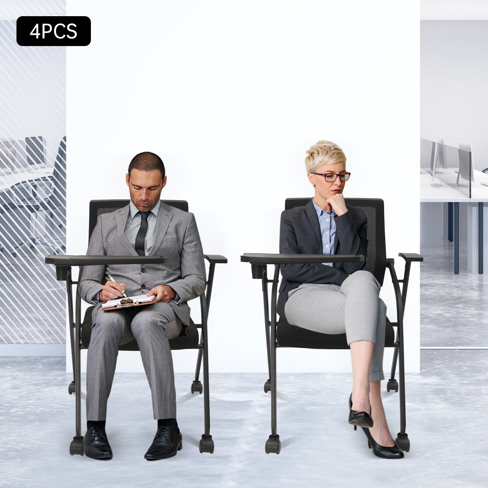 4Pcs Office Conference Reception Chairs Guest Chair Mesh Back Waiting Room Seat