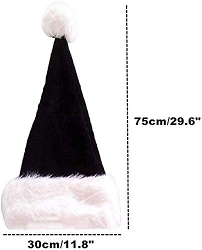 LKQBBSZ Black Santa Hat for Adults, & White Deluxe One Size,