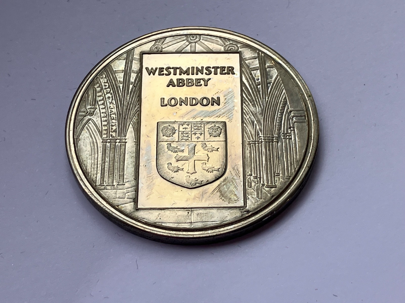 SOLID NICKEL SILVER WESTMINSTER ABBEY COIN MEDAL