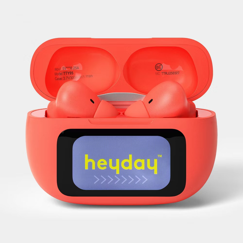 True Wireless Active Noise Cancelling Earbuds with Screen Poppy - heyday