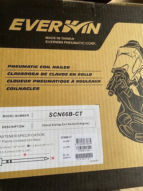 Everwin SCN66B 0-Degree Coil Nailer, 1-1/4" - 2-1/2" (NEW)