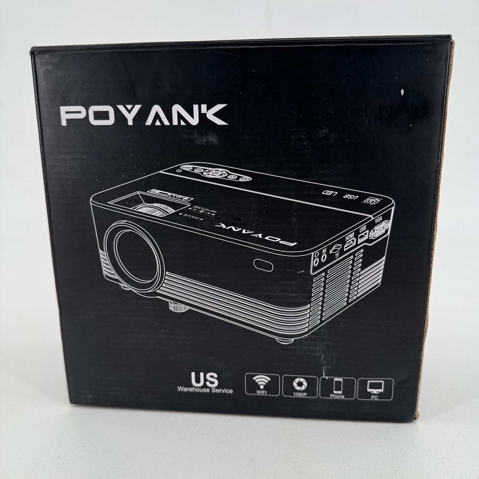 Poyank Model TP-01 White Wireless Mini Projector with Remote - NEW OPEN BOX
