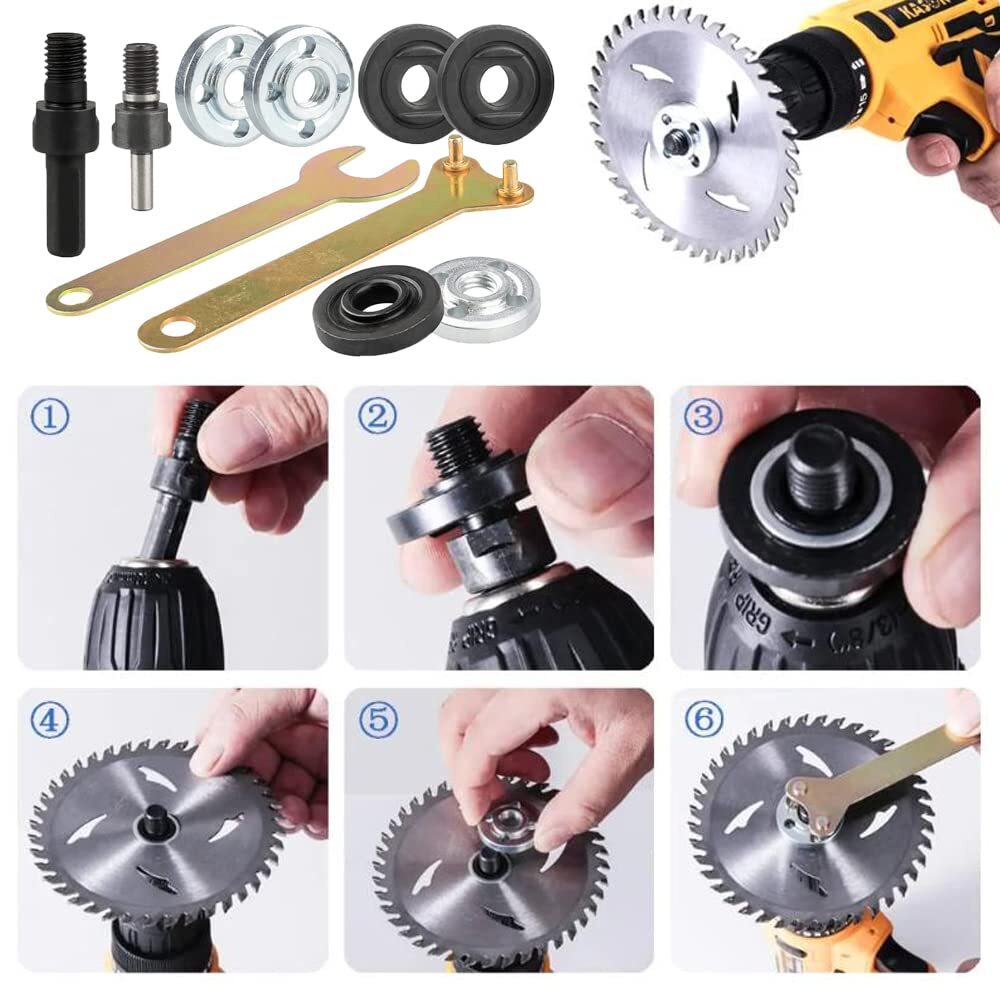 Eyech Drill Angle Grinder Adapter 6mm &10mm Arbor Mandrel Adaptor with 2 Span...