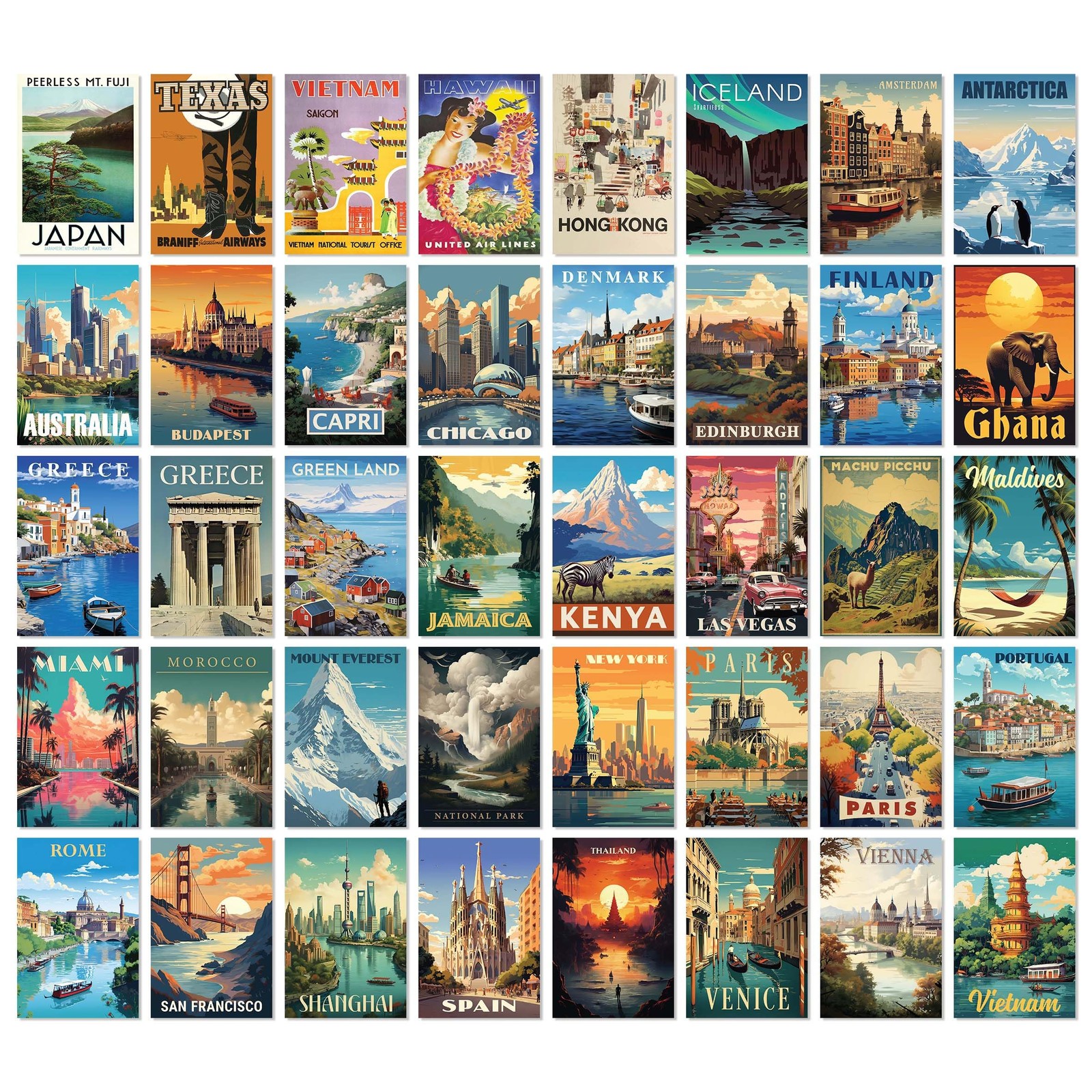 97 Decor Vintage Travel For Home - 40 Pcs 4x6 Inches, Poster 2