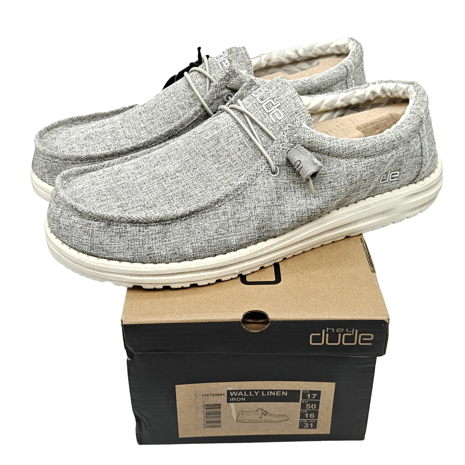 Hey Dude Wally Linen Iron Sneaker Shoe Men's Sizes US 9 / 12-17