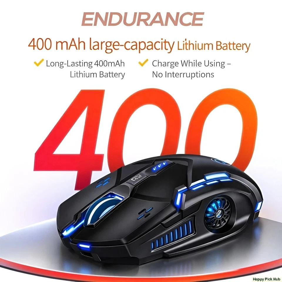 Wireless Gaming Mouse Silent RGB Rechargeable LED Optical USB Mouse
