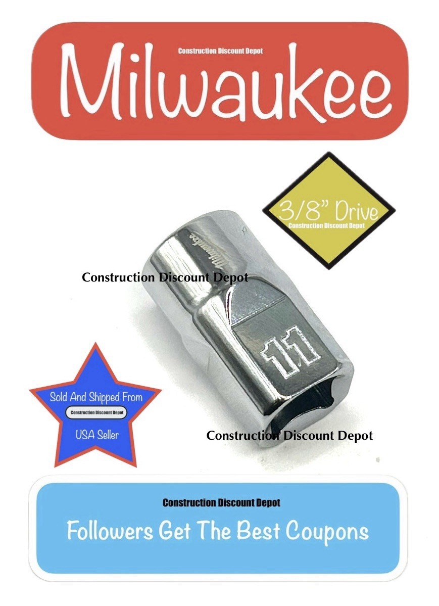 Milwaukee 45-34-9081 3/8 Drive 11mm Metric 6-Point Socket Shallow 11 mm