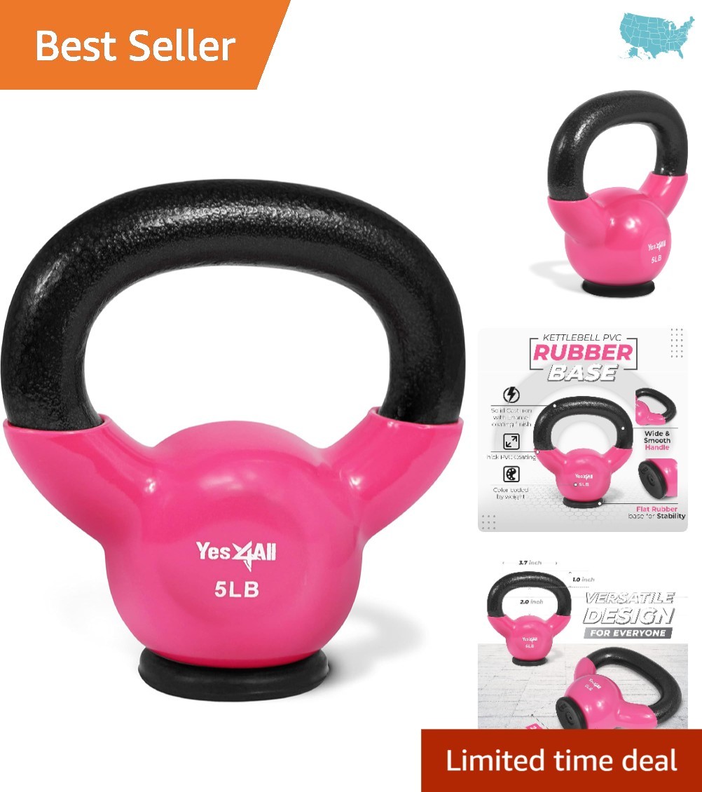 Versatile Kettlebell Set (5-65 lbs) with Rubber Base for Home Strength Training
